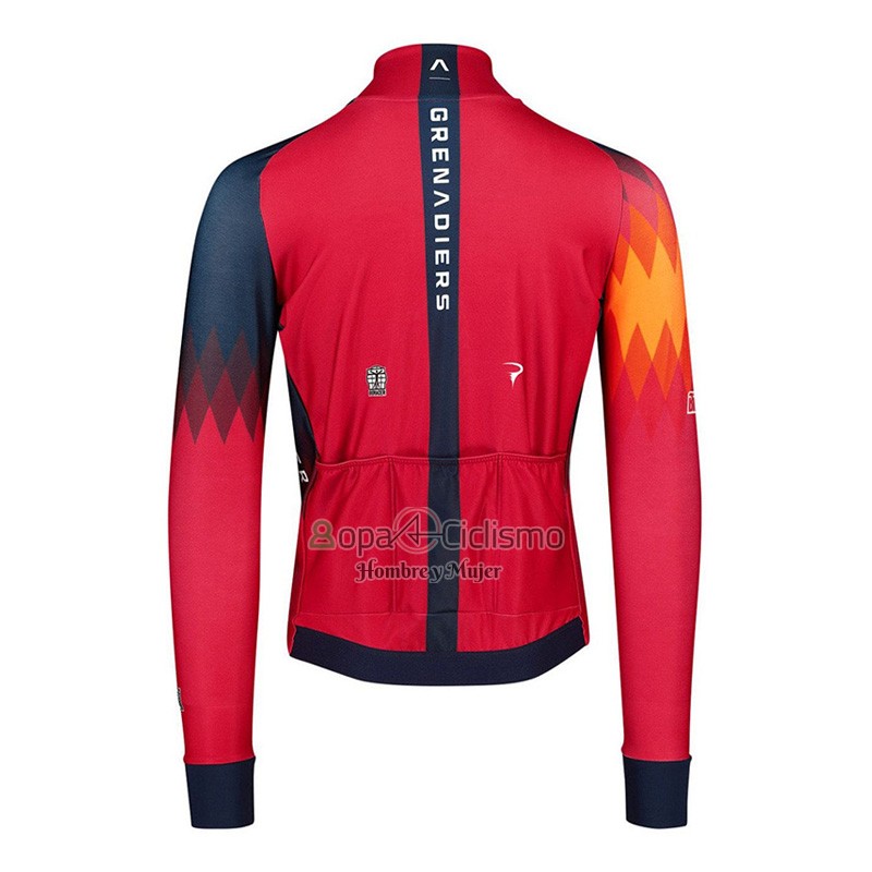 Ineos Grenadiers Ropa Ciclismo Culotte Largo 2023 Mangas Largas Rojo